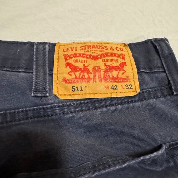 Levi’s Men’s 511 Slim Fit Chino Pants - Midnight Navy, Size 42x32 - Picture 6 of 6